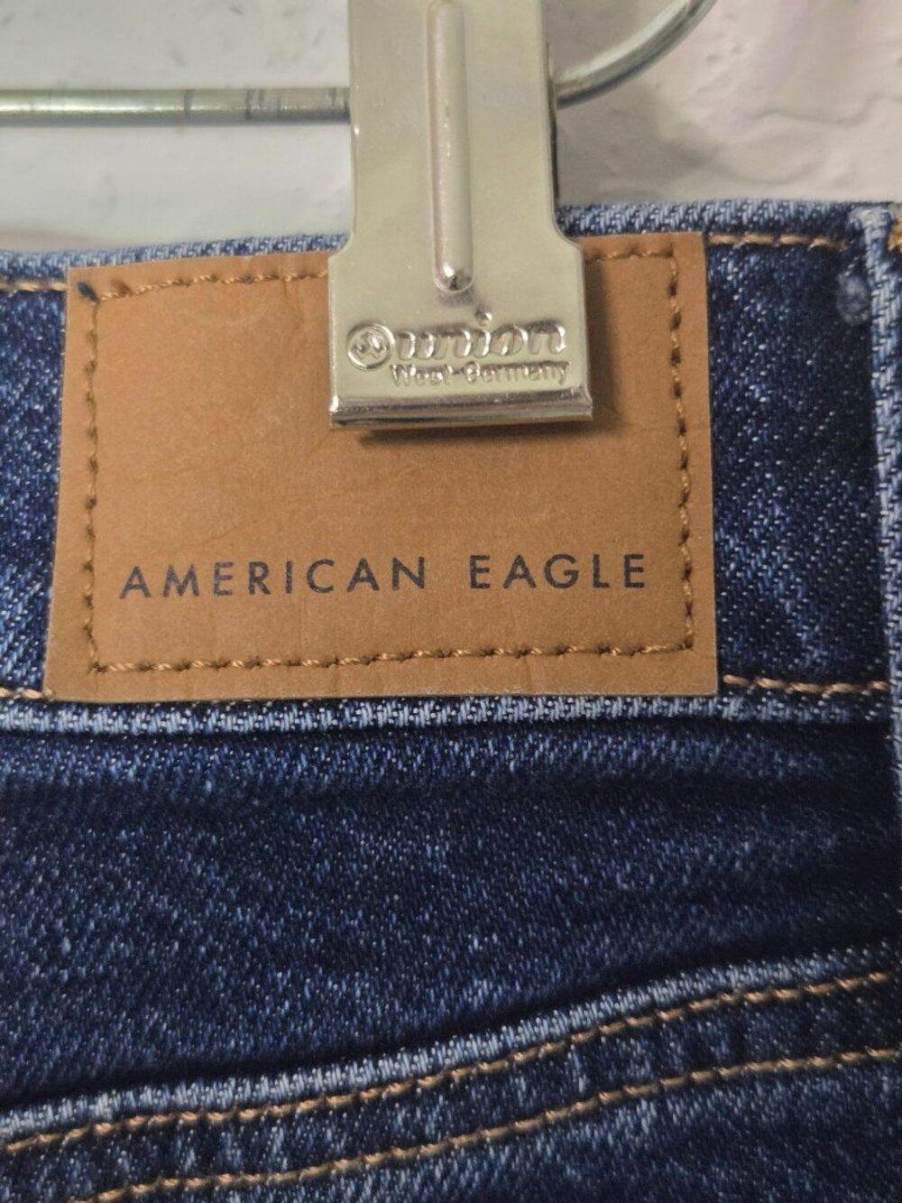American Eagle Super High Rise Straight Stretch Cuffed Denim Jeans Size 4 - Picture 10 of 14